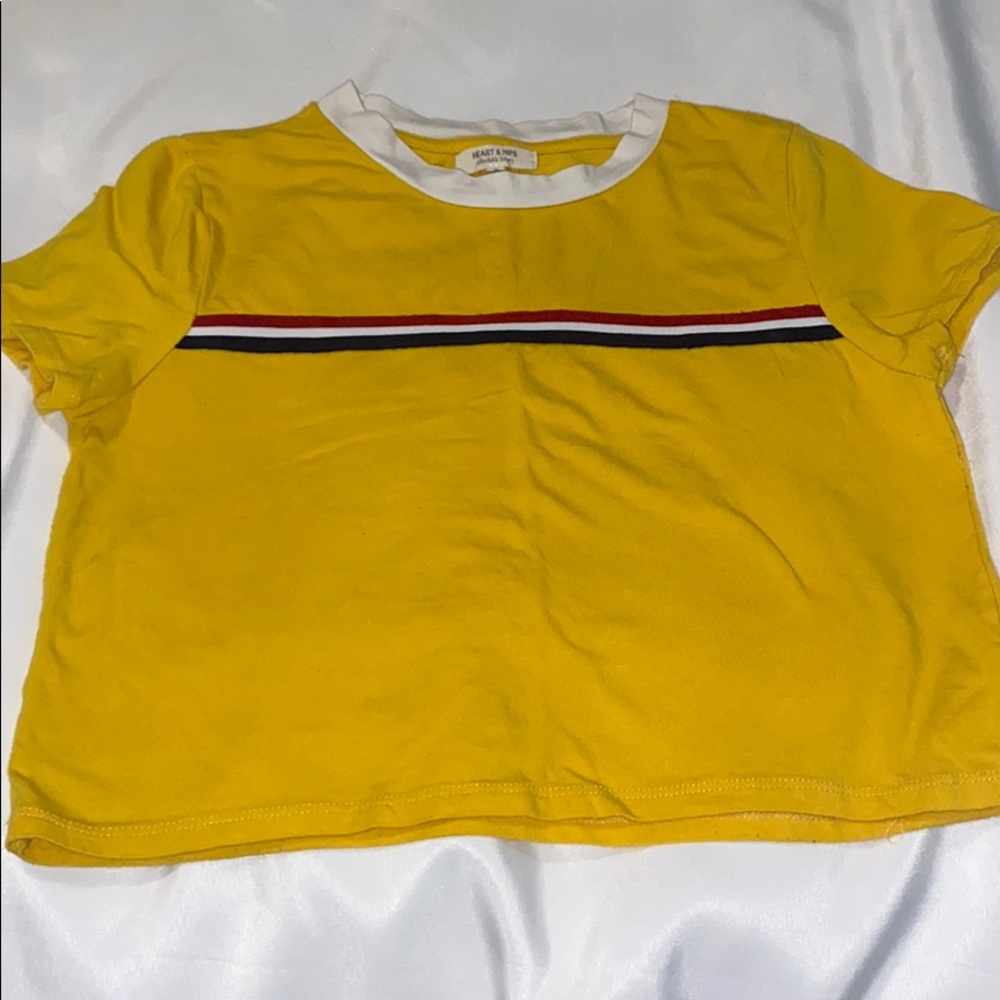 yellow striped crop top
